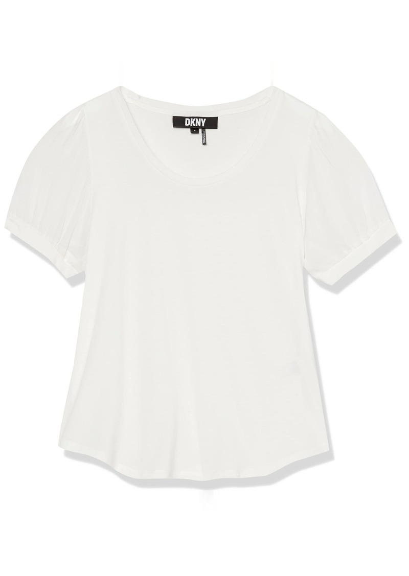 DKNY Women's Knit Body Puff Sleeve Everyday Top