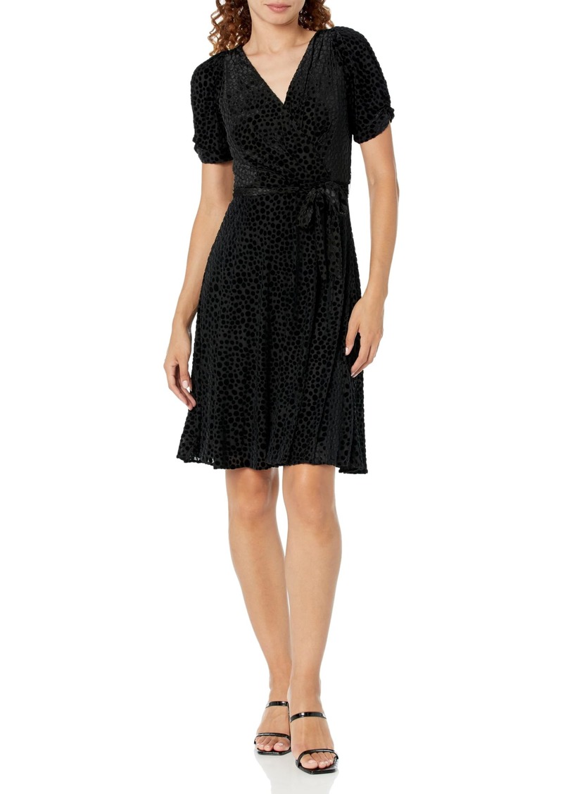 DKNY Women's Knot Sleeve Fit and Flare Dress