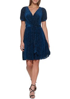 DKNY Women's Knot Sleeve Fit and Flare Dress Aegean SEA
