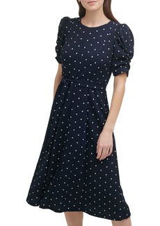 DKNY Women's Knot Sleeve Midi Shirt Dress  X-Large