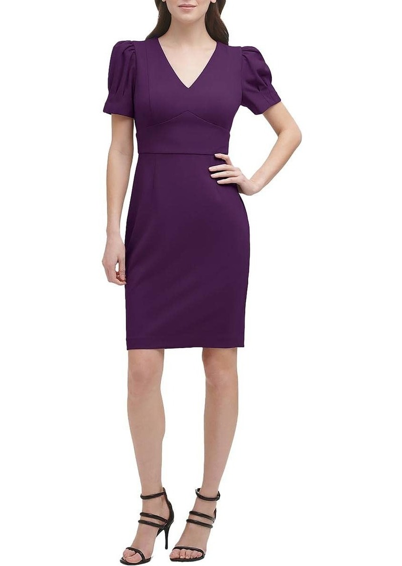 DKNY Women's Knot Sleeve Midi Shirt Dress Wine