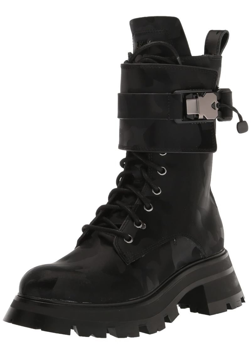 DKNY Women's Sava Lace Up Buckled Combat Boot Fashion