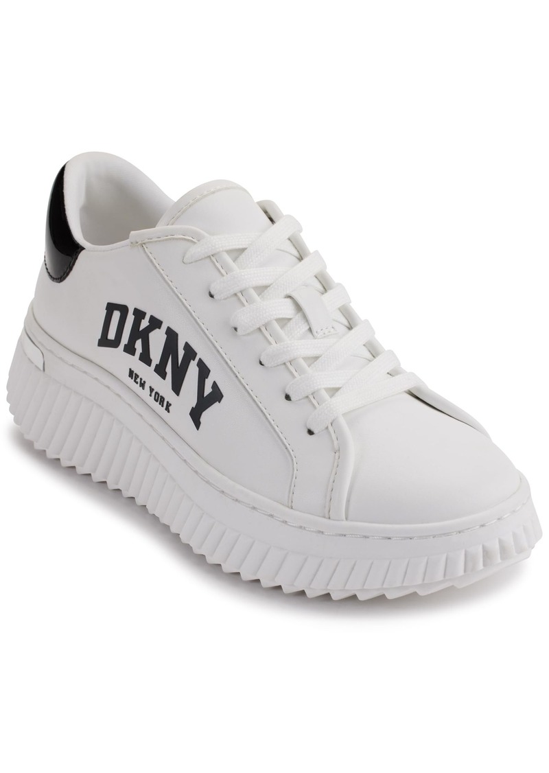 DKNY Women's Lace Up Sneaker Bright WT/BK