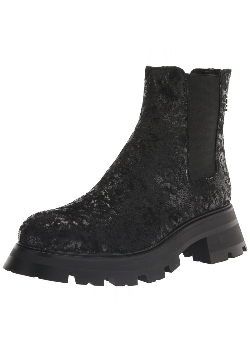 DKNY Women's Leather Texture Printed Lug-Sole Boot Fashion