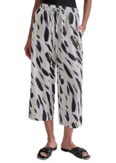 Dkny Women's Linen Printed Drawstring Pants - Blk/wave B