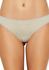 DKNY Women's Litewear Low Rise Thong Panty ice Grey/Canary Stripe/ice Grey Canary