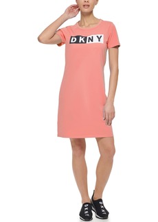 DKNY Women's Essential Logo T-Shirt Dress Atomic PNK