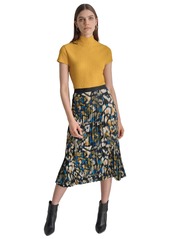 Dkny Women's Logo-Waistband Pleated Satin Midi Skirt - Brstrk Leo