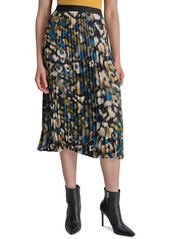 Dkny Women's Logo-Waistband Pleated Satin Midi Skirt - Brstrk Leo