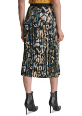 Dkny Women's Logo-Waistband Pleated Satin Midi Skirt - Brstrk Leo