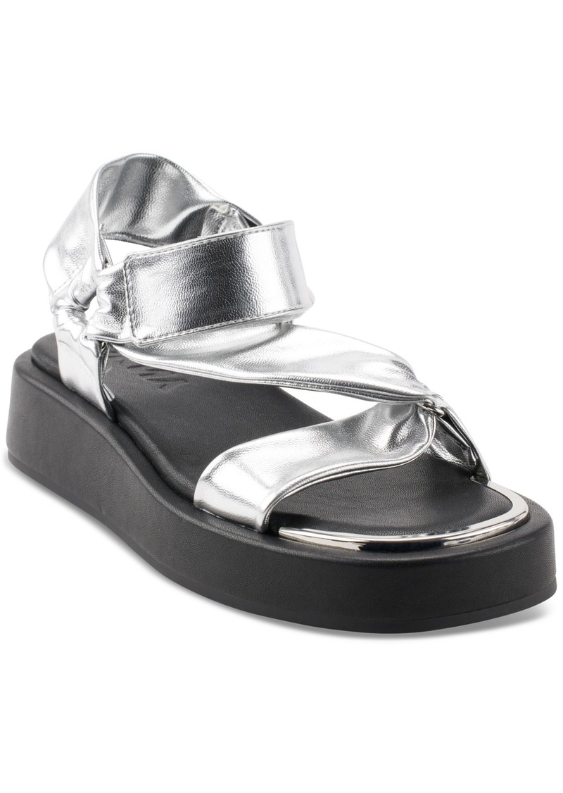 Dkny Women's Lollie Asymmetrical Platform Sport Sandals - Silver