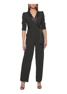 DKNY Women's Long Sleeve Crepe with Satin Collar