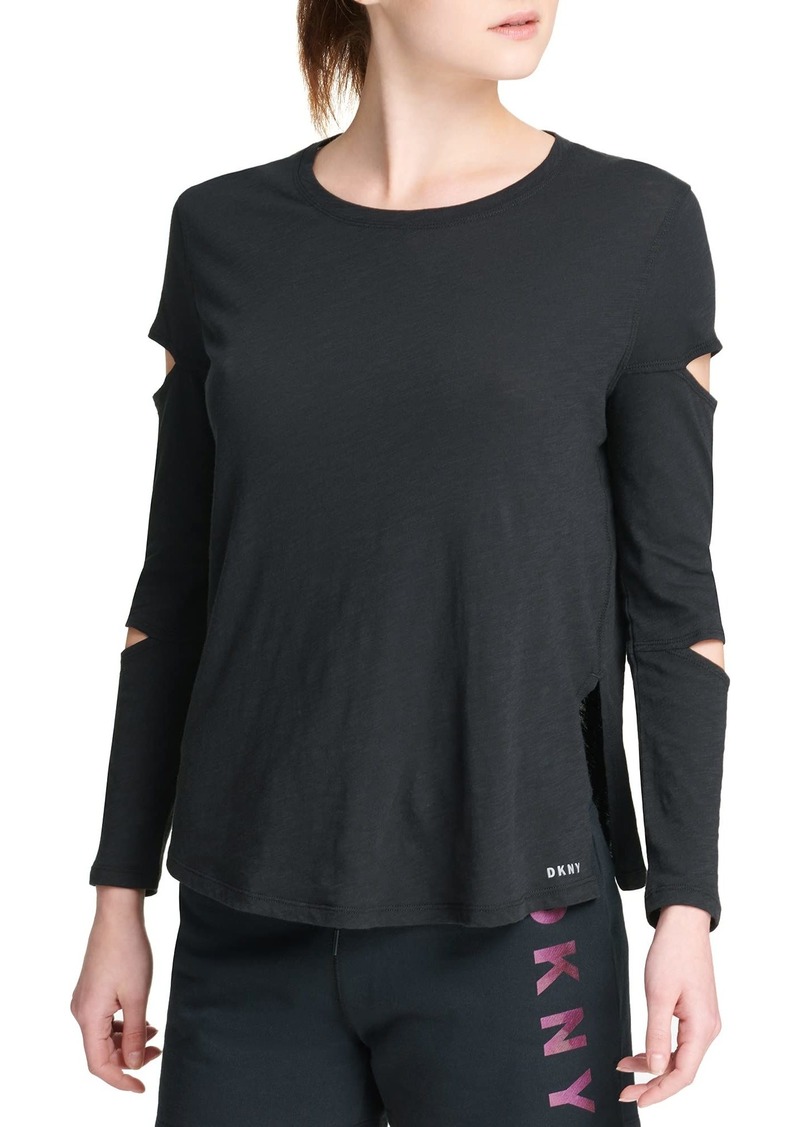 DKNY Women's Long Sleeve Cut Outs Top