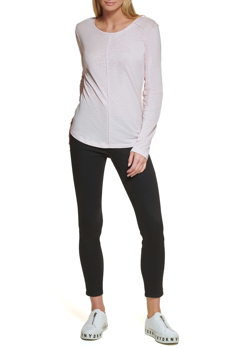 DKNY Women's Long Sleeve Layering Crewneck Sportswear Top