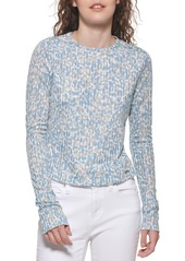 DKNY Women's Long Sleeve Layering Printed Sportswear Top