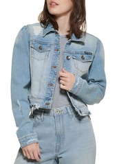 DKNY Women's Long Sleeve Trucker Jacket