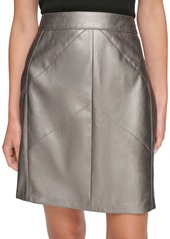 Dkny Women's Metallic Faux Leather Pencil Skirt - Gunmetal