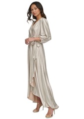 Dkny Women's Metallic Textured Faux-Wrap Gown - Champagne/Silver