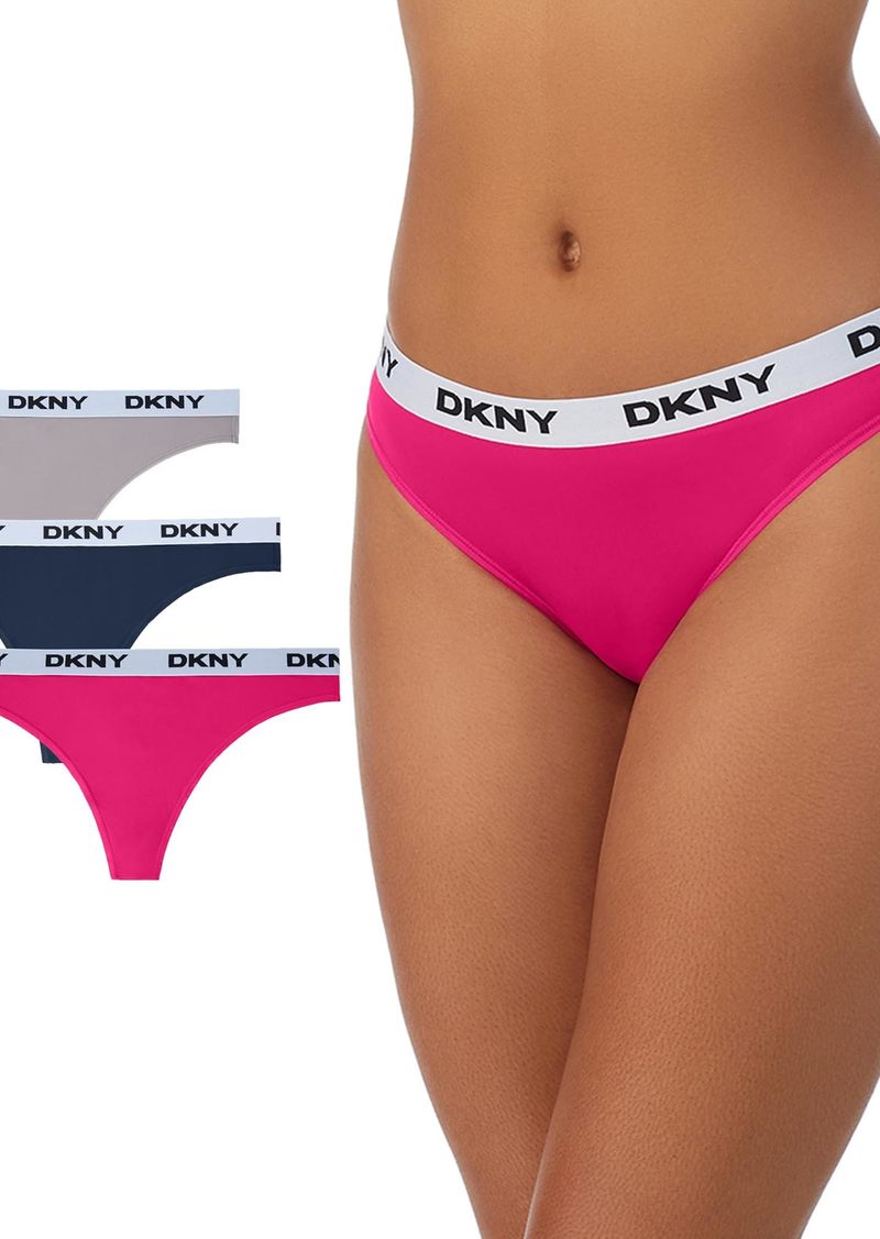 DKNY Women's Microfiber Contrast Logo Thong