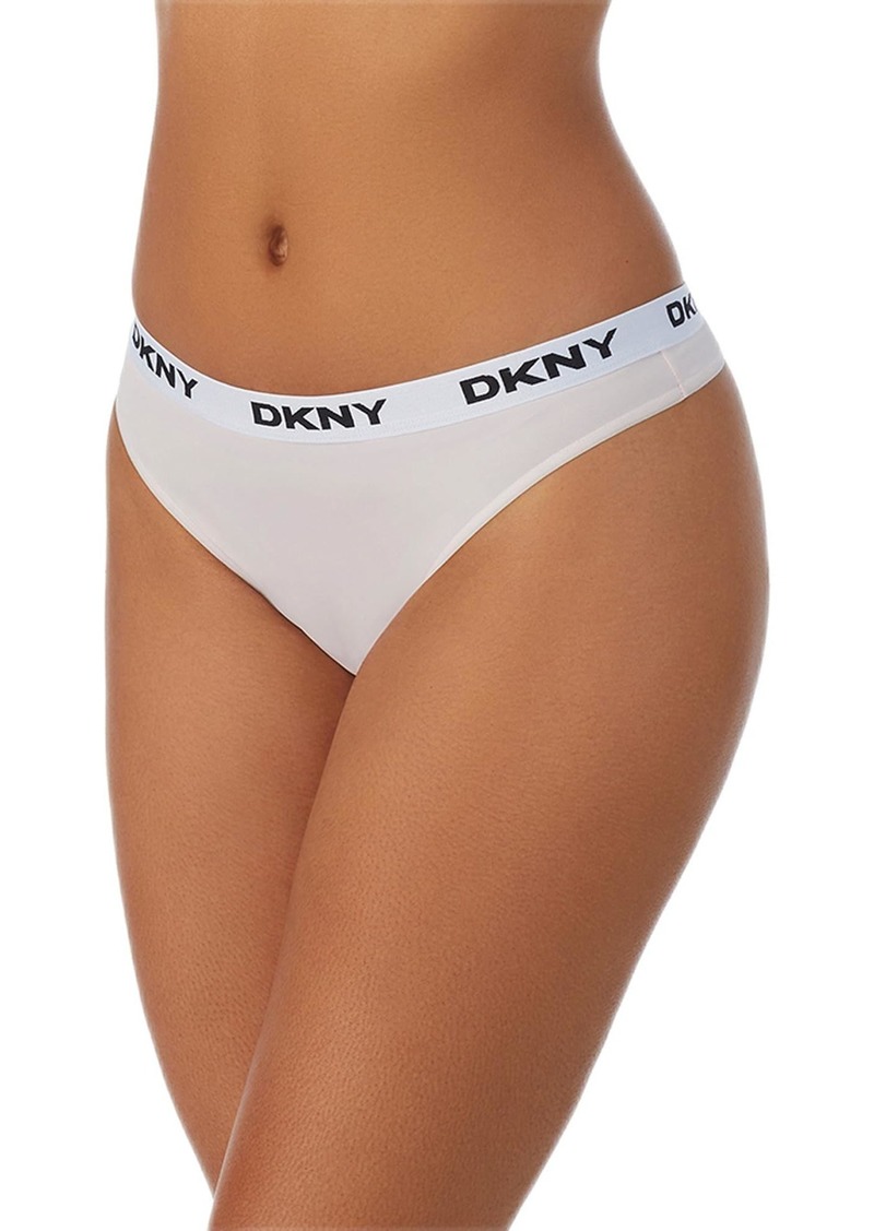 DKNY Women's Microfiber Contrast Logo Thong