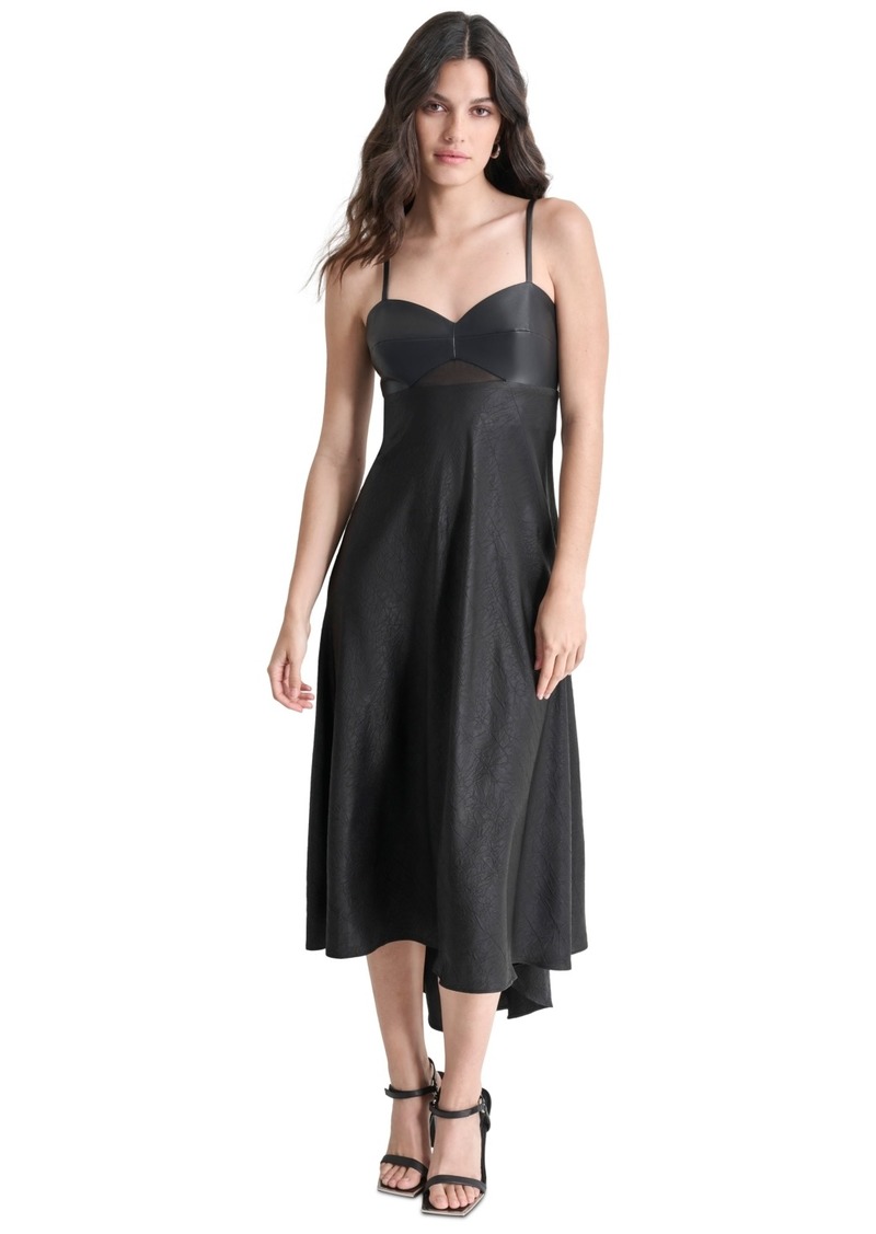 Dkny Women's Mixed-Media Midi Dress - Blk/black