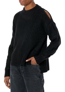 DKNY Women's Mock Neck Split Shoulder Cozy Sweater