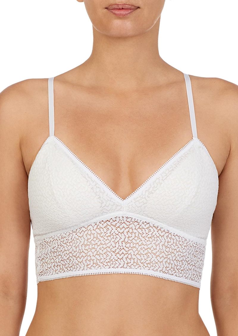 DKNY Women's Modern Lace Racerback Bralette Bra Foam Lined Cups poplin White X Large