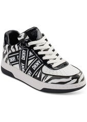 Dkny Women's Olicia Lace-Up Logo-Strap Sneakers - White/ Black Zebra