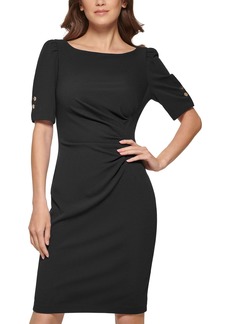 DKNY Women's Open Sleeve Ruched Dress Dark