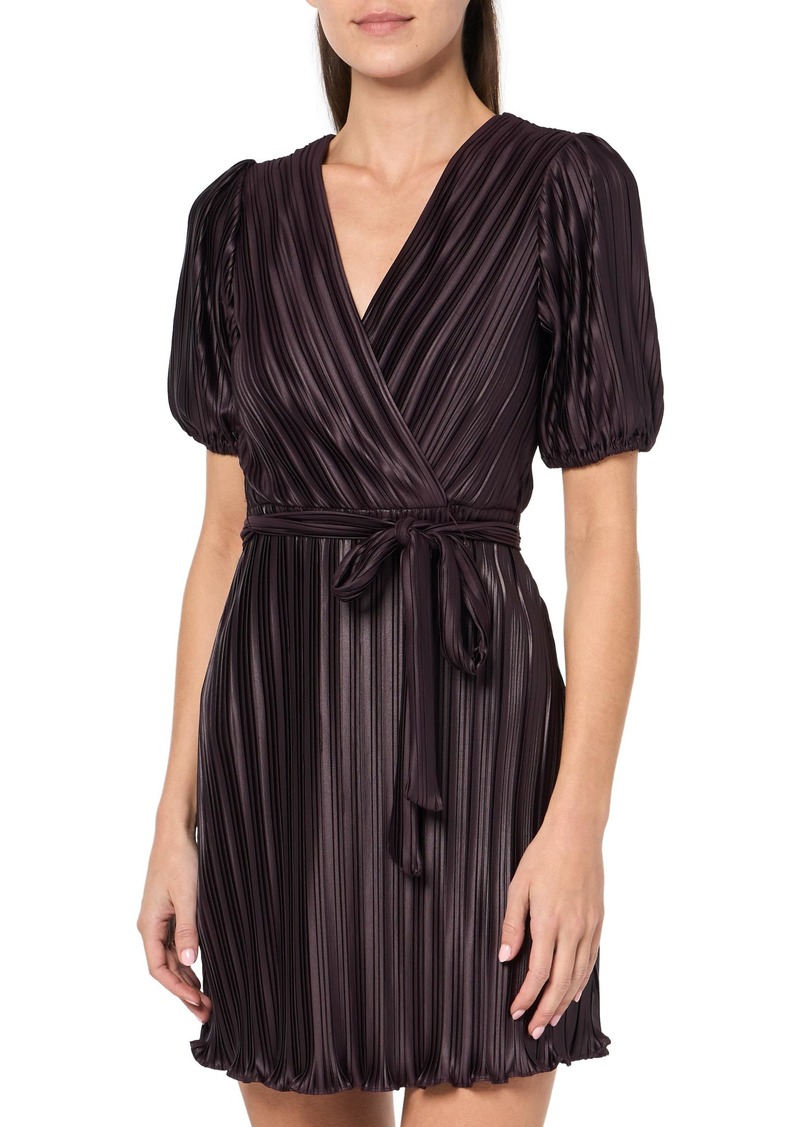 DKNY Women's Petite Pleated Faux Wrap Dress