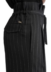 Dkny Women's Pinstripe Mid Rise Paperbag-Waist Cropped Pants - Blk/parchm