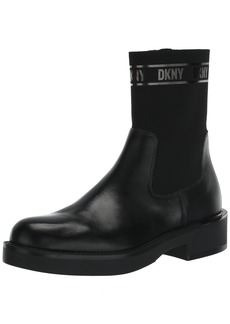 DKNY Women's Platform Metallic Heeled Bootie Fashion Boot BLK/DK Gun