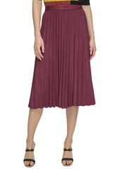 Dkny Women's Pleated Faux Suede Skirt - Cabernet