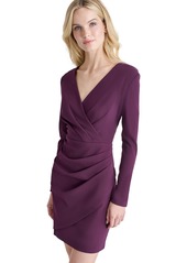 Dkny Women's Pleated-Waist Faux-Wrap Sheath Dress - Raisin