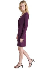 Dkny Women's Pleated-Waist Faux-Wrap Sheath Dress - Raisin