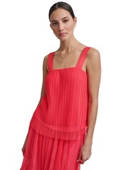 Dkny Women's Plisse Layered-Hem Sleeveless Top - Lght Fatig