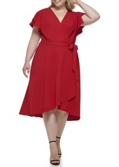 DKNY Women's Plus Faux Wrap Dress