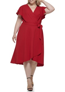 DKNY Women's Plus Faux Wrap Dress