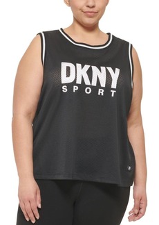 DKNY Women's Plus Muscle Cropped Basketball Mesh Top