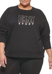 DKNY Women's Plus Size Center Logo Crewneck Pullover