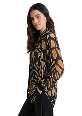 Dkny Women's Printed Button-Front Long-Sleeve Shirt - Photo Floral