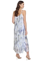Dkny Women's Printed Chiffon Maxi Dress - White/Inky Blue