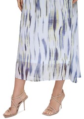 Dkny Women's Printed Chiffon Maxi Dress - White/Inky Blue
