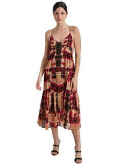 Dkny Women's Printed Chiffon Midi Dress - Rpld Inkbl