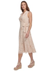 Dkny Women's Printed Chiffon Side-Tie Midi Dress - Beige Multi