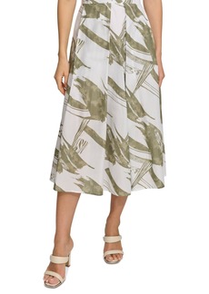 Dkny Women's Printed Pleated Cotton Voile Midi Skirt - Abs Brshst