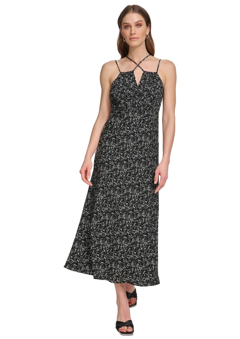 Dkny Women's Printed Strappy Sleeveless Midi Dress - Black Multi