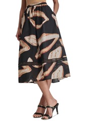 Dkny Women's Printed Studded Cotton A-Line Skirt - Wavrng Lea