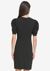 Dkny Women's Puff-Sleeve Ruched Dress - Black