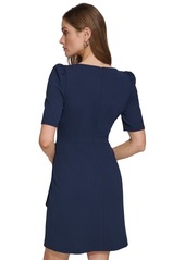 Dkny Women's Puff-Sleeve Scuba Crepe Sheath Dress - Iris Blue